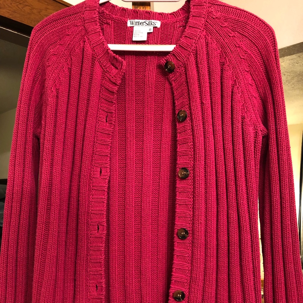 Hot pink winter silks cardigan